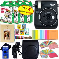 Fujifilm instax Mini 70 Instant Film Camera (Midnight Black) + Fujifilm instax Mini Instant Film (40 Sheets) + Custom Case + Assorted Frames + Photo Album + 60 Colorful Sticker Frames + HeroFiber