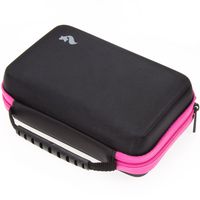 BRENDO Carrying Case for New Nintendo 2DS XL and 3DS XL with Large Stylus, Fits Wall Charger, 24 Game Cartridge Case Holder - PINK/BLACK