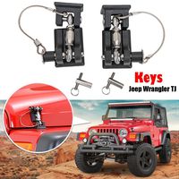 for Jeep Wrangler TJ 1997-2006 - Latches Catch Locking Kit, Anti-Thief Hood Lock | Black High Tech Materials