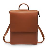 BRESCONI 14 inch Laptop Backpack for Women - Brown Vegan Leather Slim Bag