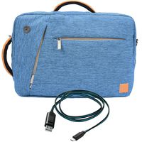 Vangoddy New Hybrid Design Messenger Briefcase Backpack Shoulder Bag for Dell XPS, Latitude, Inspiron, Adamo Series with SumacLife Micro USB Cable, Blue, S
