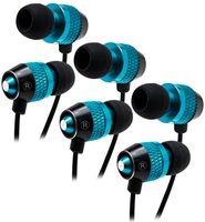Bastex Universal Blue Earphone/Ear Buds (3 pk),3.5mm Plug, Bass Stereo Headphones in-Ear,Tangle Free Cable, with Built-in Microphone Earbuds for iPhone iPod iPad Samsung Android Mp3 Mp4 and More