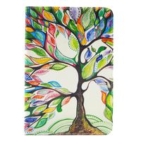 IKASEFU Cute Elephant Cat Lion Eye Starry Sky Flower Tree Sun Flower Deisgn Case with Stand for Ipad Mini-Oil Painting Tree