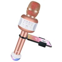 TANOCH Wireless Karaoke Microphone, Speaker with Disco Light Upgraded Cellphone Holder and 3200mAh Rechargeable Battery Gifts for Kids, Birthday, Mother's Day (Rose Gold)