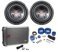 (2) JVC CS-GD1210 12" 2800 Watt DVC Car Audio Subwoofers+Mono Amplifier+Amp Kit