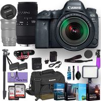 Canon EOS 6D Mark II DSLR Camera w/EF 24-105mm f/3.5-5.6 is STM Lens and Sigma 70-300mm f/4-5.6 DG Macro Lens Bundled with Deluxe Accessories (Rode Microphone, 4-Pack Photo Editing Software and More)