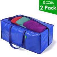Heavy Duty Extra Large Storage Bags Moving Bag Totes (2-Pack). XL Storage Bins, Clothes Organizer. Great for Blankets, Comforter, Bedroom closet, Dorm Room Essentials, Moving Supplies, Clothes Storage