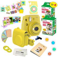 Fujifilm Instax Mini 9 Camera + Fuji INSTAX Instant Film(40 Sheets) 14 PC Instax Accessories kit Bundle, Includes; Instax Case + Album + Frames & Stickers + Lens Filters + More (Yellow)
