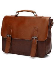 Zebella Men Vintage PU Leather Briefcase 15 inch Laptop Shoulder Messenger Bag Tote