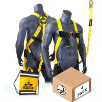 KwikSafety (Charlotte, NC) SCORPION (4 PACK) Safety Harness w/attached 6ft. Tubular Lanyard on back | OSHA ANSI Fall Protection | INTERNAL Shock Absorbing Lanyard | Construction Carpenter Scaffolding