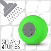 Splash Tunes Shower Speaker - Waterproof Bluetooth Hands-Free Shower Speaker with Built-In Mic and Suction Cup - Green