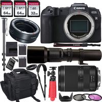 Canon EOS RP Mirrorless Digital Camera and Canon RF 24-240mm Lens + Canon EF-EOS R Mount Adapter +500mm MF Preset Lens with 160GB Memory & Complete Accessory/Travel Bundle