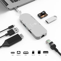 Macbook Pro HUB, USB C to Gigabit Ethernet HUB Adapter Stouchi 7 in 1 TYPE C Hub Multiport Adapter With Type C Charging Port, 4K HDMI Video Output,SD/Micro Card Reader, 2 USB 3.0 Ports, RJ45 Gigabit E