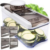 Adjustable Mandoline Slicer Vegetable Slicer - Potato Slicer Veggie Slicer 5 Blades - Vegetable Cutter Slicers for Fruits and Vegetables - Grater and Julienne Slicer