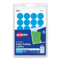 Avery Print/Write Self-Adhesive Removable Labels, 0.75 Inch Diameter, Light Blue, 1,008 per Pack (5461)