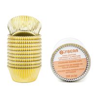 Gifbera Standard Gold Foil Cupcake Liners Wrappers Metallic Baking Cups, 200-Count