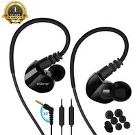 Running Sport Earphones Over Ear Buds with Microphone Remote Noise Cancelling Earhook Headphones Sweatproof in Ear Earphones for Gym Jogging Workout Exercise (Black)
