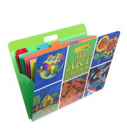 HearthSong Art Place Portfolio with Handles-8 Expandable Coded Accordion Files for Organizing Children's Artwork-19 H x 15.25 W, Multi-Colored