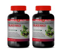 Female Support Supplement - Black MACA 1000 MG - Premium Herbal Supplement - maca Root gelatinized Capsules - 2 Bottles 180 Vegetable Capsules