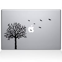 The Decal Guru 2094-MAC-13A-BLA Tree with Birds Decal Vinyl Sticker, Black, 13" MacBook Air