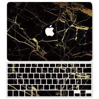 One Micron Case + Keyboard Cover Compatible with MacBook Pro Retina 13 Inch, Plastic Pattern Hard Case Shell Compatible MacBook Pro Retina 13.3 Inch No CD-ROM (Model: A1502/A1425)-Black Gold Marble