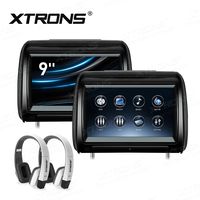 XTRONS 2 x 9 Inch Pair Car Headrest DVD Player HD Digital Adjustable Touch Screen 1080P Video Auto Games HDMI New Version White IR Headphones Included