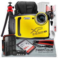 Fujifilm FinePix XP140 Digital Camera (Yellow) XP140 + 64GB + Cases + Tripod + Deluxe Accessories Bundle