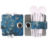 MoKo Cable Management, [3 Pack] Premium Leather Headphone Cable Straps, Leather Earbud Holders, Cord Organizer Cord Keepers Earphone Wrap Winder Wire Ties Cord Management, Cable Ties - Almond Blossom