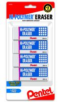Pentel Hi-Polymer Block Eraser, Large, White, Pack of 4 (ZEH10BP4)