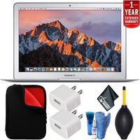 Apple 13.3 Inch MacBook Air Laptop (2017 Version MQD42LL/A ) 256GB SDD - Bundle Kit with Black Hard Case and Keyboard Cover + White Corded Earbuds, Laptop Case + Screen Cleaner + More