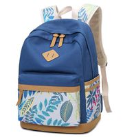 Lmeison Backpack for Girls, Cavans Bookgbag with USB Charging Port for Teens, Leaf Printing Laptop Bag Travel Daypack Shoulder Bag Fashion Rucksack for Women, Blue