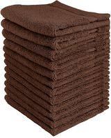 Utopia Towels - Premium Washcloths Set (12 x 12 Inches, Dark Brown) - 600 GSM 100% Cotton Flannel Face Cloths, Highly Absorbent and Soft Feel Fingertip Towels (12-Pack)
