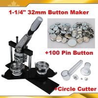 Pro 1-1/4" 32mm Kit! Badge Button Maker Machine+Circle Cutter+100 Pin Badge