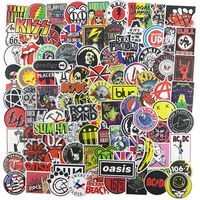 100pcs Music Band Stickers, Laptop Punk Rock and Roll Vinyl Decal for Guitar Bass Phone Computer Travel Case Piano Water Bottle