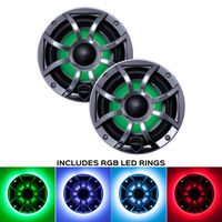 wet sounds REVO 6-XSG-SS Gunmetal XS/Stainless Grill 6.5 Inch Marine LED Coaxial Speakers with RGB LED Speaker Rings