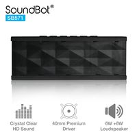 SoundBot SB571 Bluetooth Wireless Speaker for 12 hrs Music Streaming & Hands-Free Calling w/ 6W + 6W 40mm Driver Speakerphone, Built-in Mic, 3.5mm Audio Port, Rechargeable Battery for Indoor & Outdoor Use
