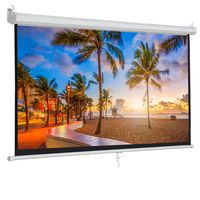 BBBuy 100" Projector Screen Manual Pull Down, 100 inch Diagonal Widescreen Indoor Home Theater Cinema Platform 16:9 Aspect Ratio Projection Screen