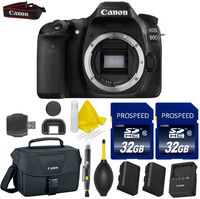 Canon EOS 80D 24.2 MP Digital SLR Camera Body Only with Dual Pixel CMOS AF Full HD 1080p Video + 2pc High Speed 32GB Memory Cards + Canon Case + Cleaning Pen + Cleaning Kit + 9pc Accessory Kit