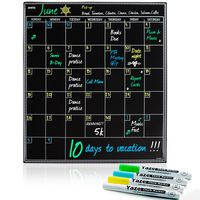 Large Magnetic Dry Erase Calendar with Chalkboard Design for Kitchen Fridge | 17X20 | Includes 4 Fine Tip Chalk Markers | Monthly Blackboard Organizer | Perfect Refrigerator Black Board