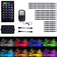 LivTee 16Pcs Motorcycle LED Light Kit Strips Multi-Color Accent Glow Neon Ground Effect Atmosphere Lights Lamp with Wireless Remote Controller for Harley Davidson Honda Kawasaki Suzuki Ducati Polaris