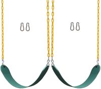 Jungle Gym Kingdom 2 Pack Swings Seats Heavy Duty 66" Chain Plastic Coated - Playground Swing Set Accessories Replacement with Snap Hooks (Green)