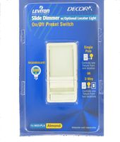 Leviton R13-06633-PLA Decora 3-Way Slide Dimmer with Preset, Lighted Pad Option, Almond