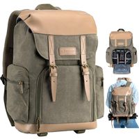 TARION M-02 Canvas Camera Backpack Water-Repellent Camera Bag for DSLR SLR Mirrorless Cameras & Accessories - Colour Green