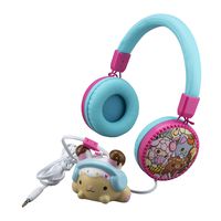 Cute Girls Fashion Wired Headphones with Built in Microphone and Squishy Toy Bunny for Stress Relief Clips to Headphone Wire