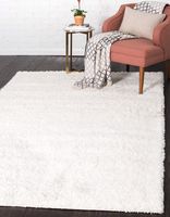 Unique Loom Solo Solid Shag Collection Modern Plush Snow White Area Rug (8' 0 x 10' 0)