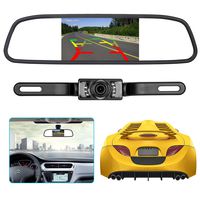 Backup Camera and Rearview Mirror LCD Monitor kit,Car License Plate Waterproof Night Vision Rear-View HD Car Reverse Rearview Camera + 4.3" inch LCD Mirror Monitor Screen Display kit
