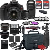 Canon EOS Rebel T6 DSLR Camera Bundle with Canon EF-S 18-55mm f/3.5-5.6 is II Lens + EF 75-300mm f/4-5.6 III Lens + 2pc Sandisk 32gb Memory + Spare Canon Battery + Value Accessory Kit