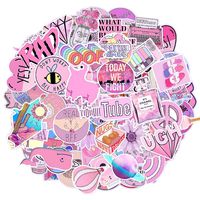 Cute Pink Stickers, 53 Pcs Teen Girl Decal Stickers for Laptop and Water Bottles,Durable Waterproof Vinyl Laptop Decal Stickers Pack for Teens, Water Bottles, Computer, Travel Case (Pink Lady)