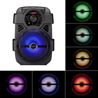 KOCASO Portable Standing Rainbow LED Bluetooth/Wireless PA Heavy Bass Party Speaker W/Built-In Woofer. USB/AUX Slot/Built-In Rechargeable Battery/FREE Wired Microphone Speaker- Karaoke/Home/Outdoor