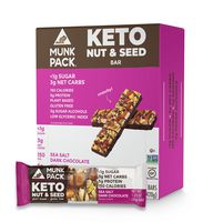 Munk Pack Sea Salt Dark Chocolate Almond Keto Nut & Seed Bar with <1g Sugar, 3g Net Carbs | No Added Sugar | Plant Based | Gluten Free, Soy Free | 12 Pack